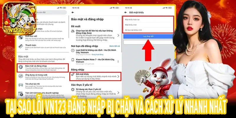 Màn hình thông báo lỗi VN123 Đăng Nhập Bị Chặn từ nhà mạng