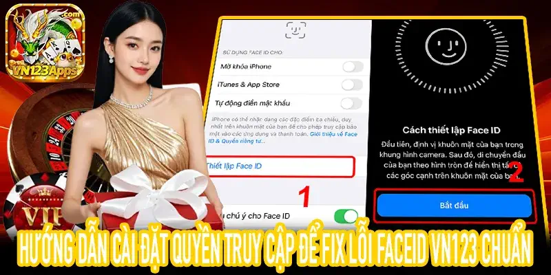 Sơ đồ các bước cài đặt quyền truy cập sửa lỗi FaceID VN123